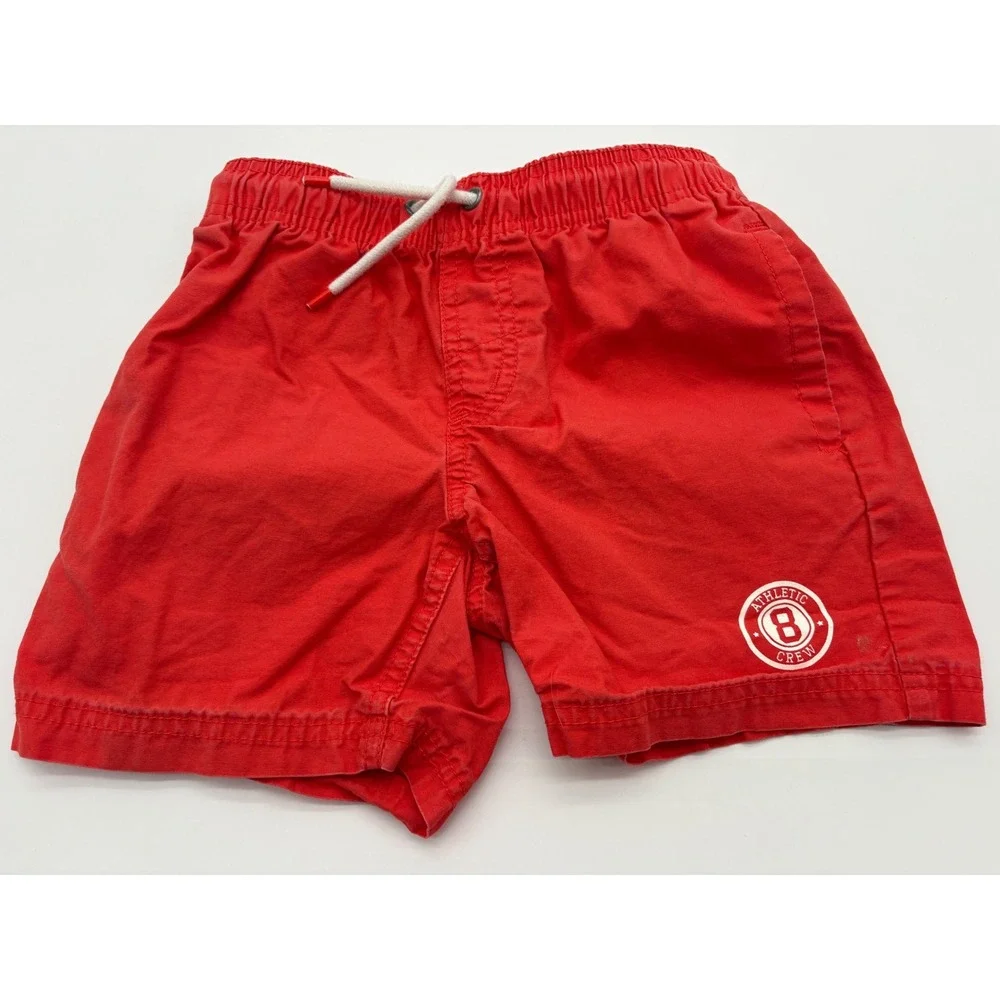 Crazy 8 Shorts Boys Size 5 Red Excellent Athletic Crew Graphic Drawstring
